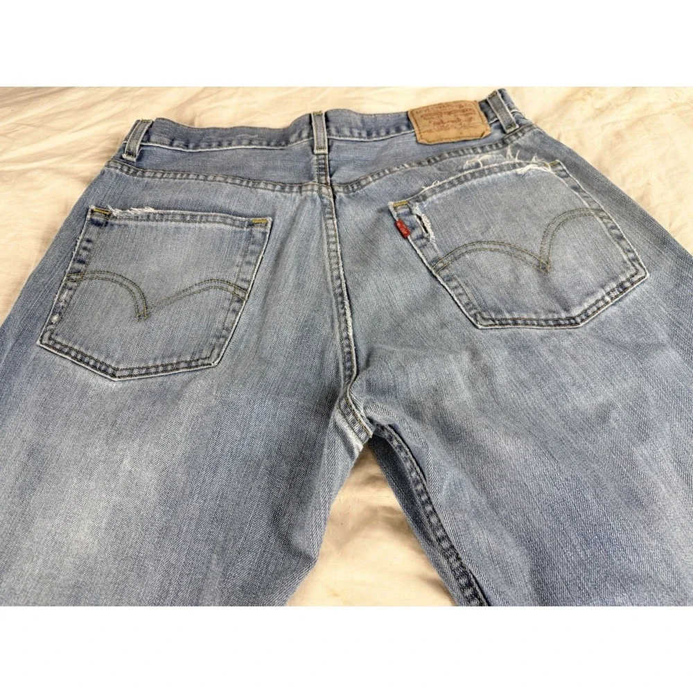 Levi's 569 Jeans Mens 34x32 Loose Straight Light Wash Distressed Frayed Hem